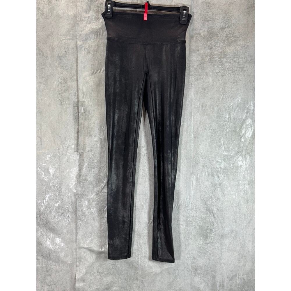 SPANX BY SARA BLAKELY Women's Black Faux Leather Pull-On Ankle Leggings SZ S